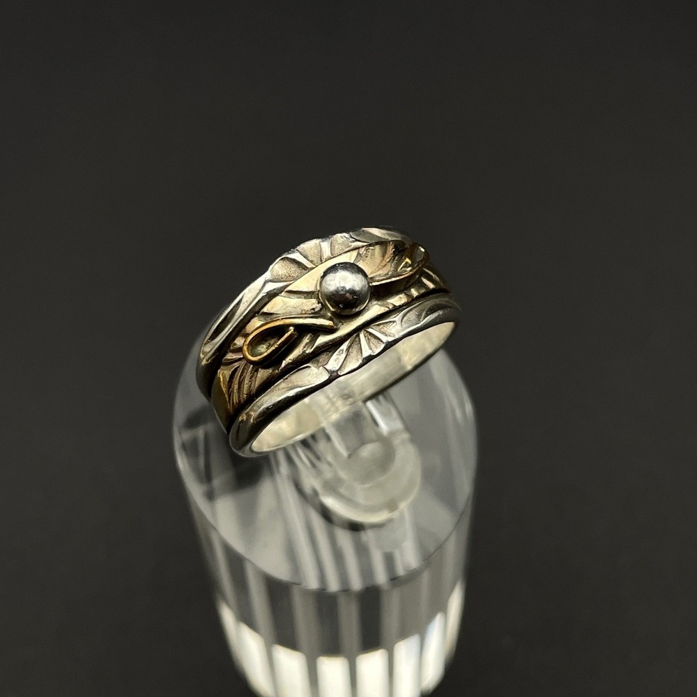 Navajo Herbert Tsosie Sterling Silver Gold Overlay Ring Native American
